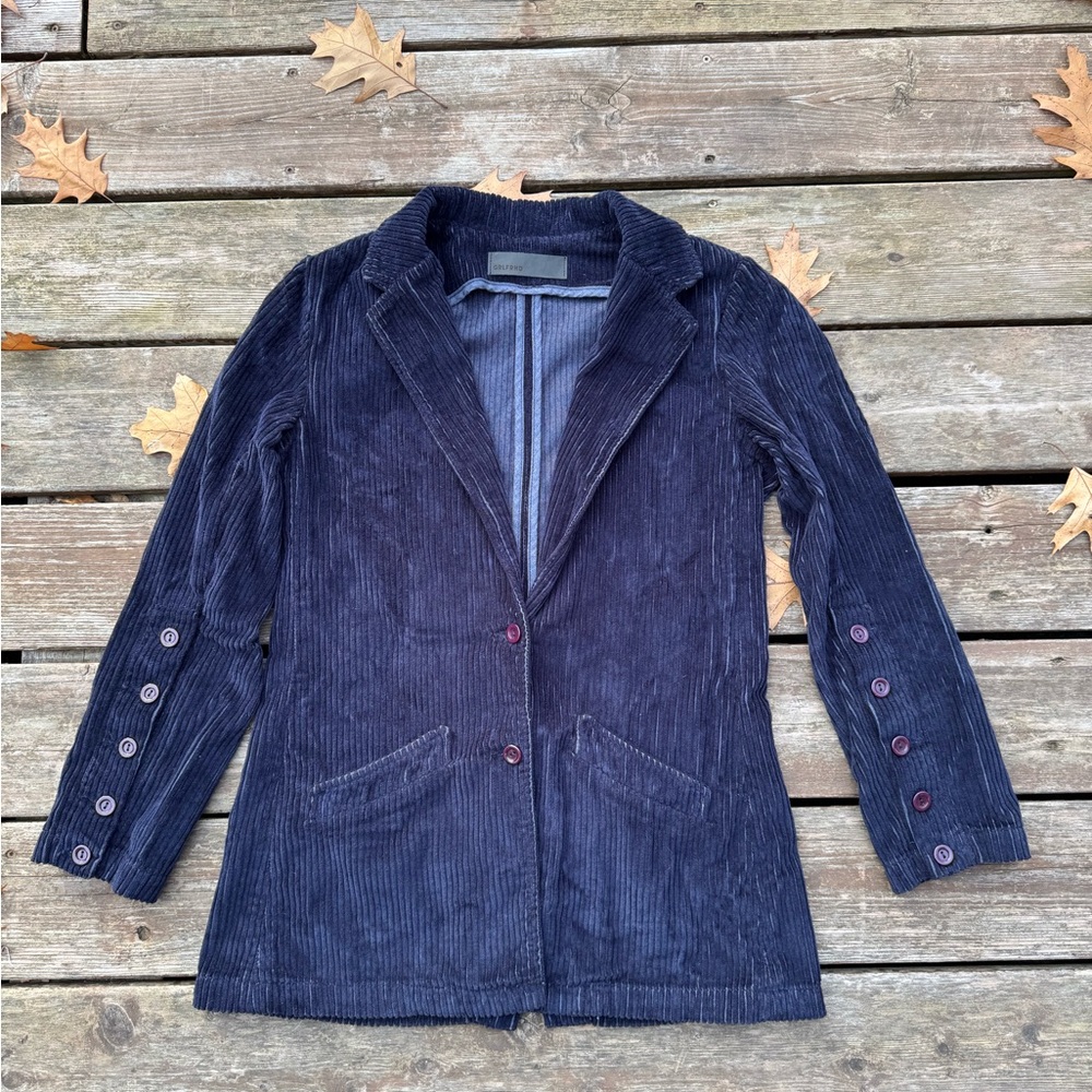 GRLFRND Dark Blue Corduroy Blazer